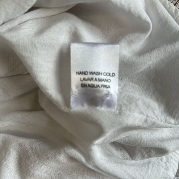 Ellison Sundress Women M Ivory Multi Stripe Ruffle Linen Pockets Casual Comfy - Picture 5 of 16